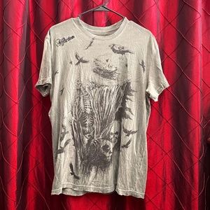 Army Green Skull + Ravens Affliction Shirt
